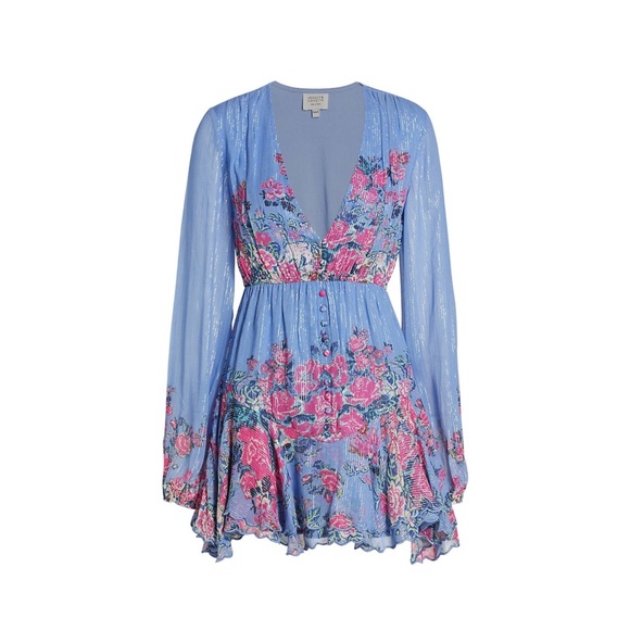 HEMANT & NANDITA Metallic Stripe Floral Minidress size M - Picture 2 of 14